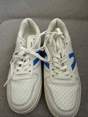 Draper James White Sneakers with Blue Stripes